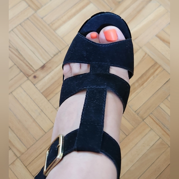 TOPSHOP Genuine Suede and Velour Quilted Wedges Platform Heels Size 8.5 - Picture 6 of 6